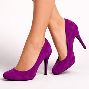 Jessica Simpson Calie Purple Suede Rounded Toe High Heel Pumps Women's Size 9.5B